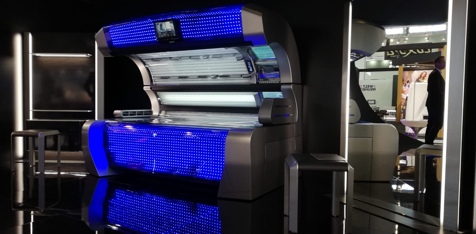 Ominous man stands mysteriously in mirror