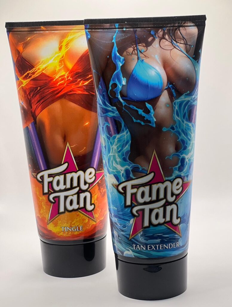 Fame Tan Tan Extender Indoor Tanning Lotions Displayed At Solaris Tanning Studio Peterborough