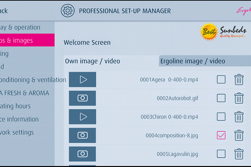 Own Images Video Upload Ergoline Bluevision Lightvision Fusion