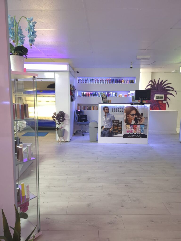 Reception Area Of Solaris Tanning Studio With Friendly And Professional Staff