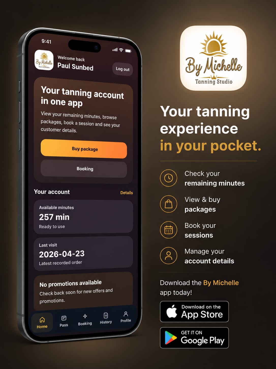 Second example of branded mobile app for tanning salon